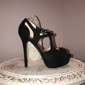 Black Suede Platforms Size 8!